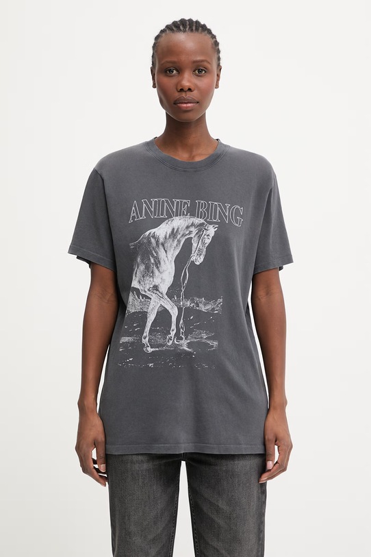 Anine Bing Lili t-shirt bawełniany damski szary A.08.11713