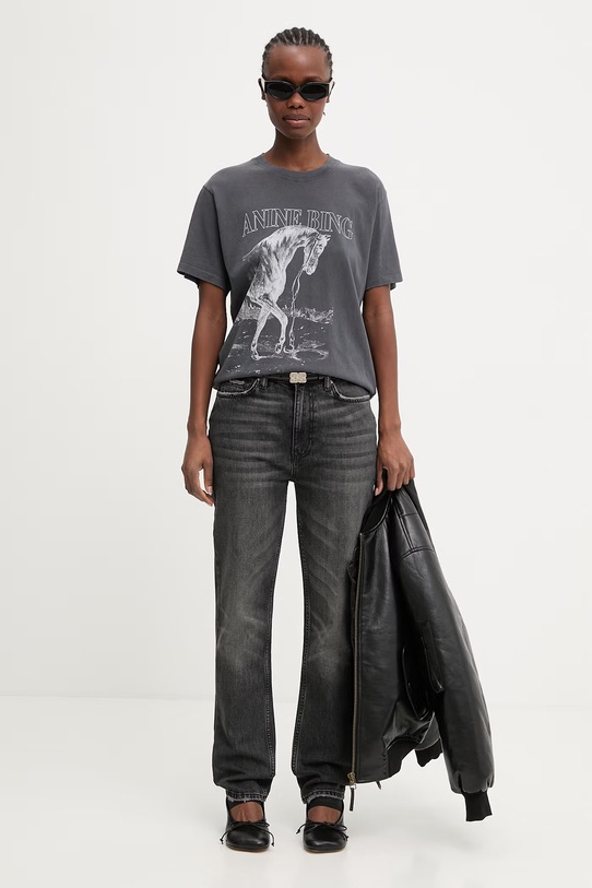 Anine Bing Lili t-shirt bawełniany damski A.08.11713 szary