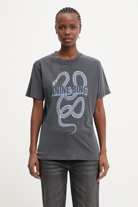 Anine Bing Lili t-shirt bawełniany damski szary A.08.11885