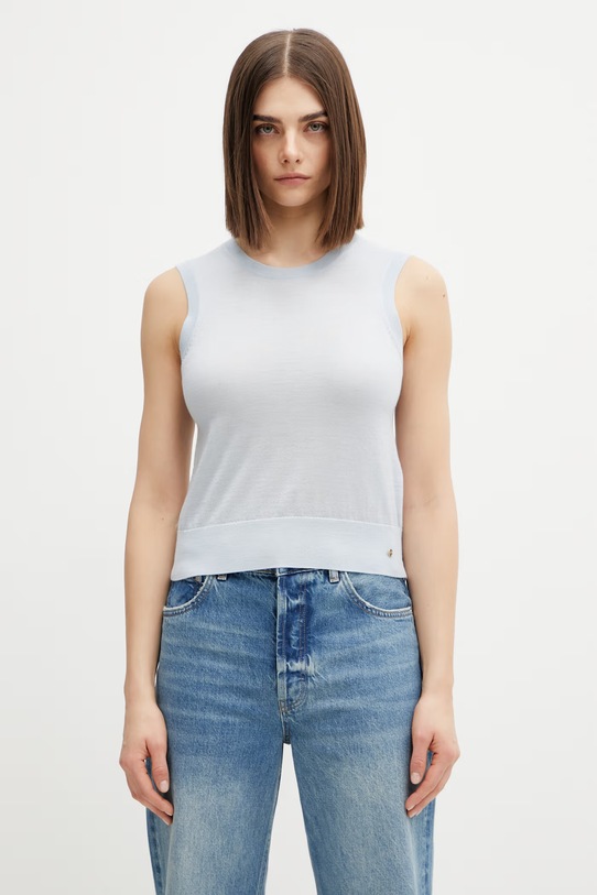 Anine Bing Moni top wełniany damski niebieski A.09.11250