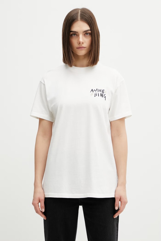 Odzież Anine Bing Walker Empowerment t-shirt bawełniany damski A.08.12056 beżowy