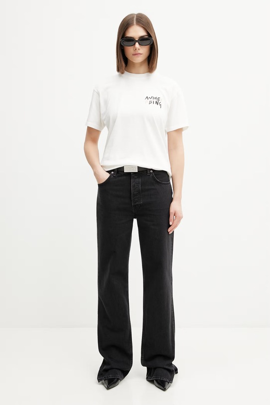 Anine Bing Walker Empowerment t-shirt bawełniany damski A.08.12056 beżowy