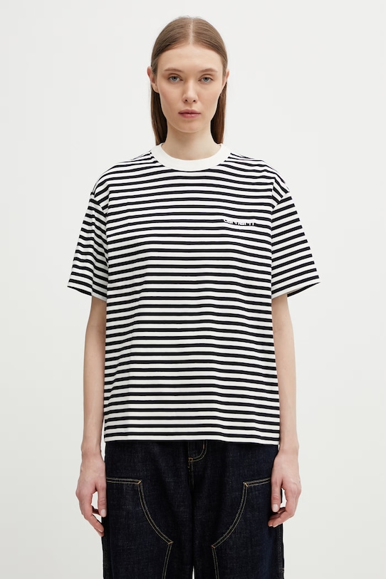 Carhartt WIP W' S/S Ezra T-Shirt bawełniany damski czarny I036343.3KRXX