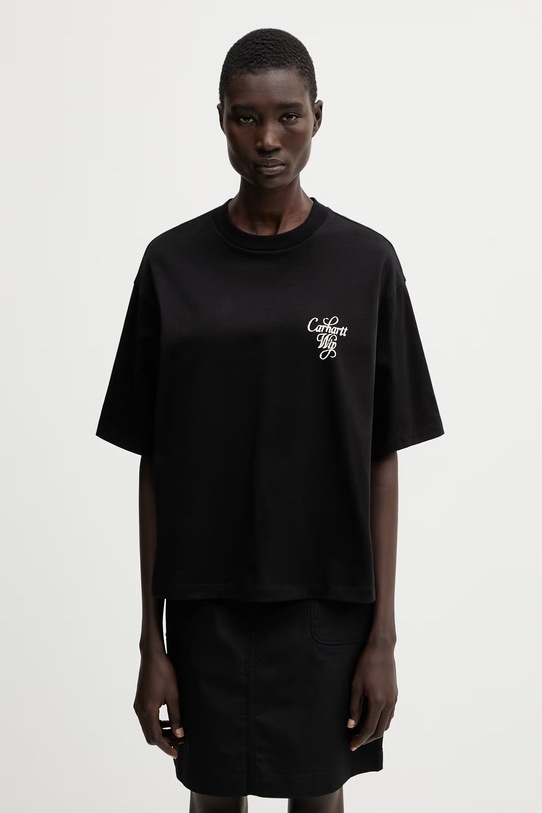 Odzież Carhartt WIP W' S/S Vestige T-Shirt bawełniany damski I036388.89XX czarny