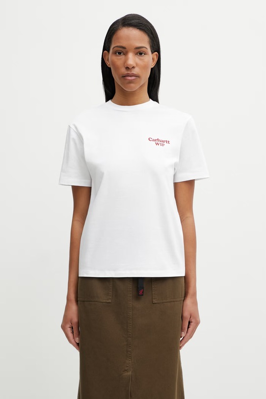 Odzież Carhartt WIP W' S/S Spoiled T-Shirt T-shirt bawełniany damski I036389.02XX biały