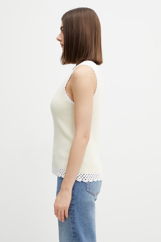 Wales Bonner Alice top damski z bawełny WS26KN48.CO12.100 beżowy SS26