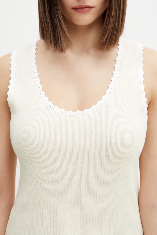 Wales Bonner Alice top damski z bawełny beżowy WS26KN48.CO12.100