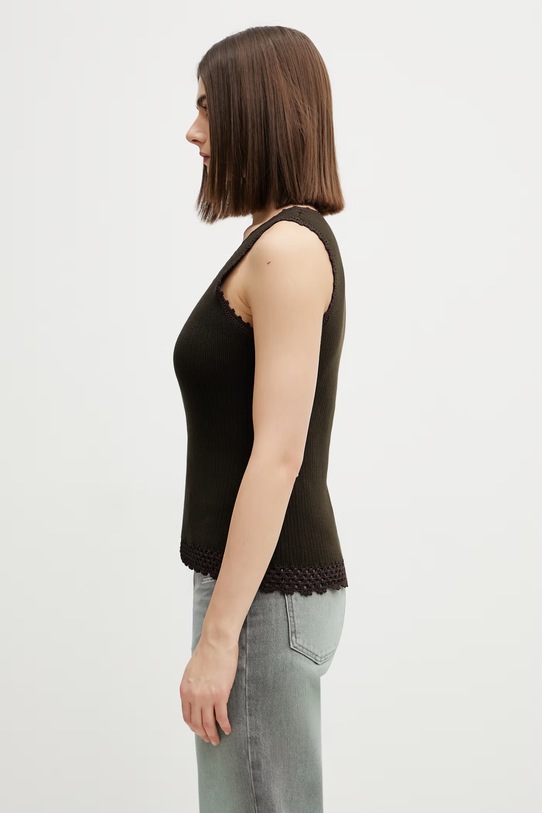 Wales Bonner Alice top z bawełną damski WS26KN48.CO12.801 brązowy SS26