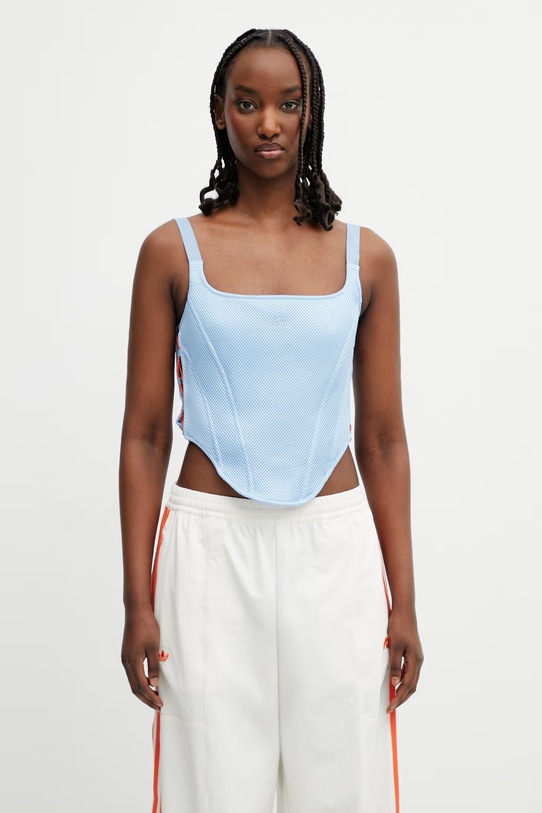adidas Originals x MIAOU korzetová halenka dámská hladká modrá KS0155