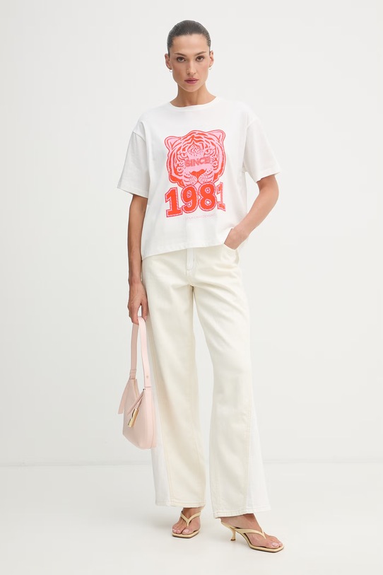 Lola Casademunt T-shirt damski bawełniany LS2615018 biały SS26