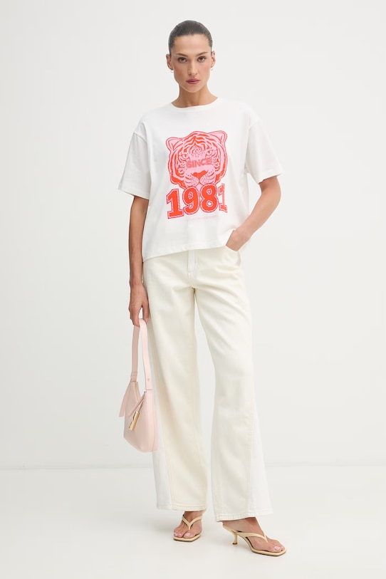 Lola Casademunt T-shirt damski bawełniany LS2615018 biały SS26