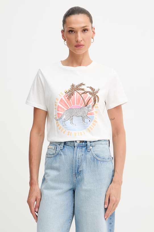 Lola Casademunt T-shirt damski bawełniany biały LS2615019