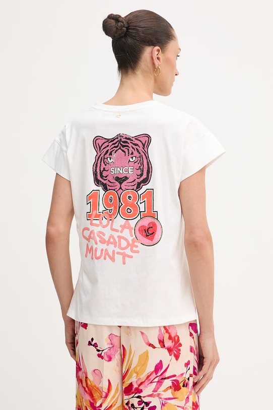 Lola Casademunt T-shirt damski bawełniany biały LS2615043