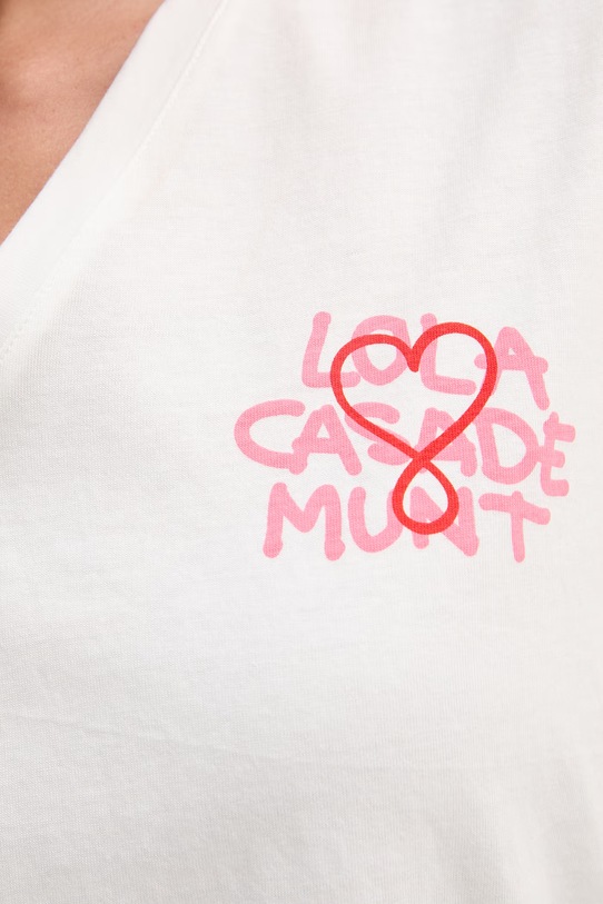 Lola Casademunt T-shirt damski bawełniany LS2615043 biały