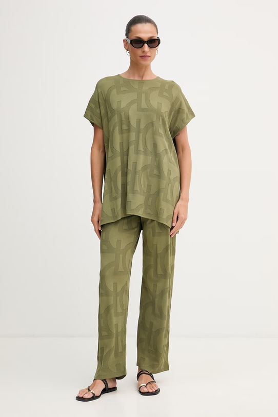 Lola Casademunt T-shirt damski z wiskozą LS2615116 zielony SS26