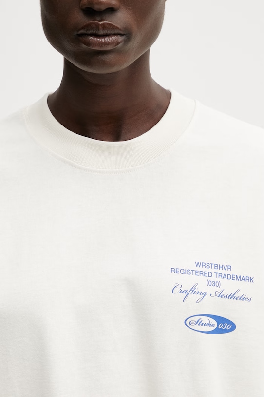 WRSTBHVR Studio V13 t-shirt βαμβακερό γυναικείο μπεζ U1026TT.3440