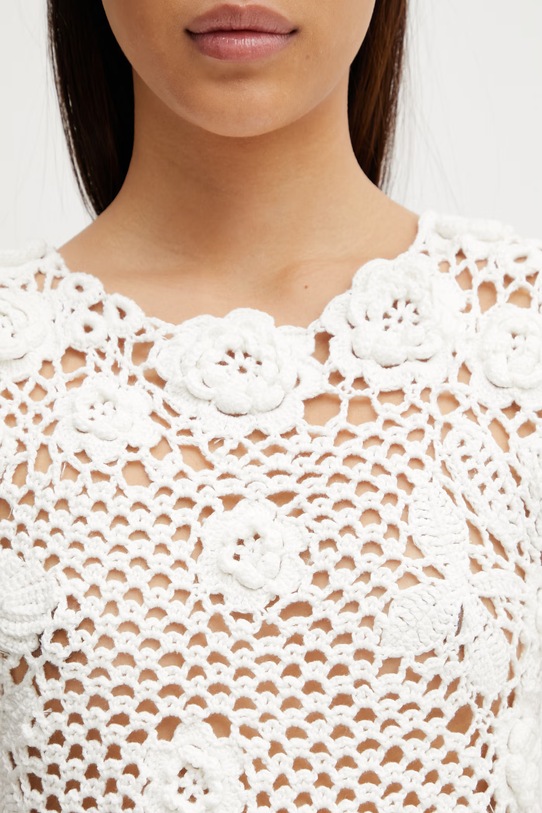 GANNI bluzka damska bawełniana gładka beżowy A1070128