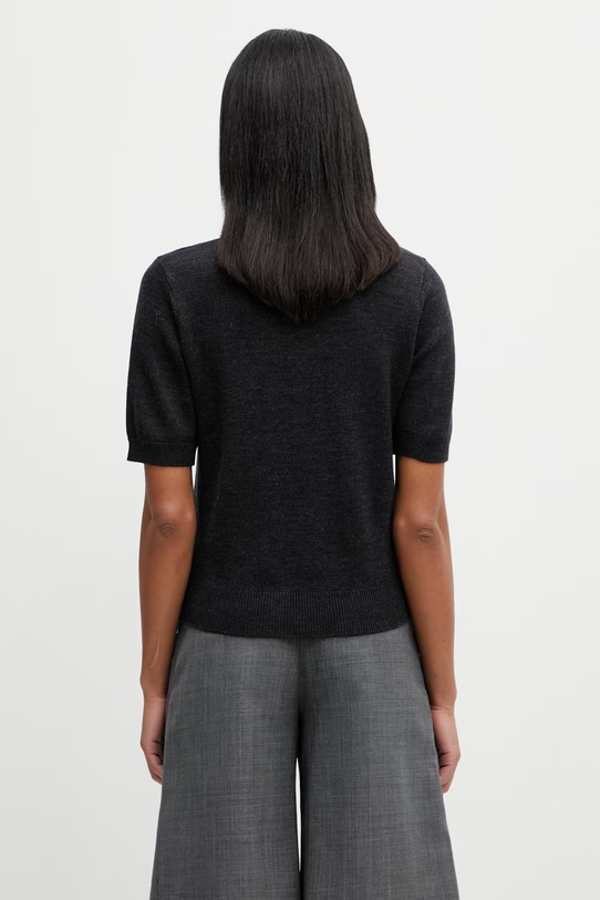 Odzież GANNI sweter z krótkim rękawem z wełny damski A1070268 czarny