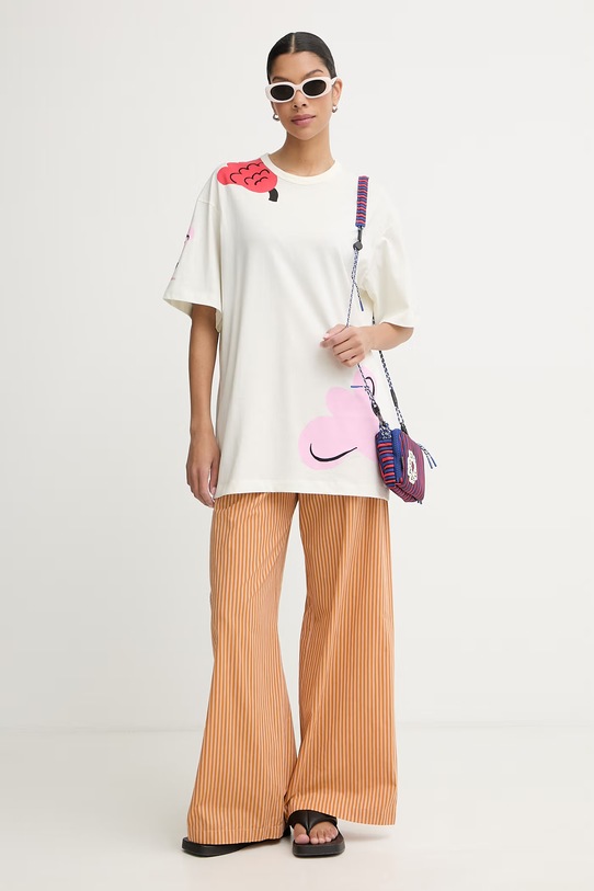 Marimekko T-shirt damski bawełniany 095521 beżowy SS26