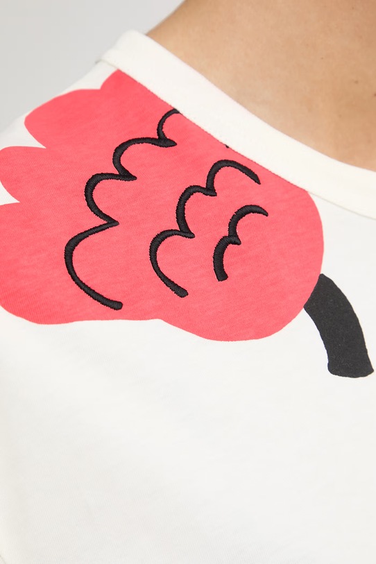 Marimekko T-shirt damski bawełniany 095521 beżowy