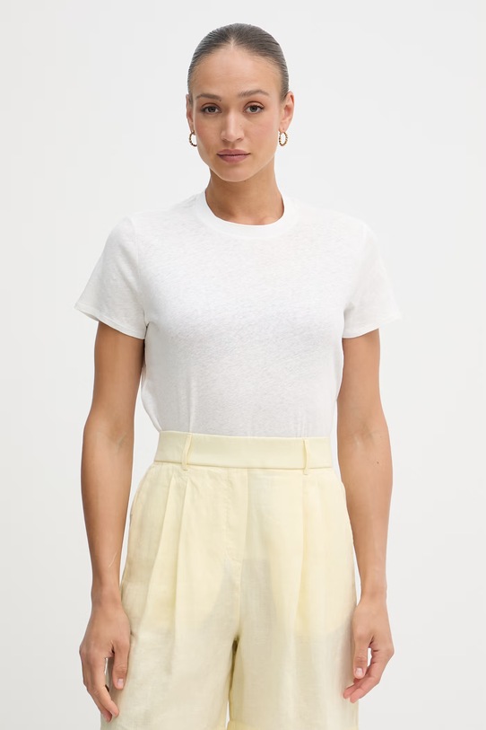 Sisley majica za žene s lanom bijela 3Q8AL108V