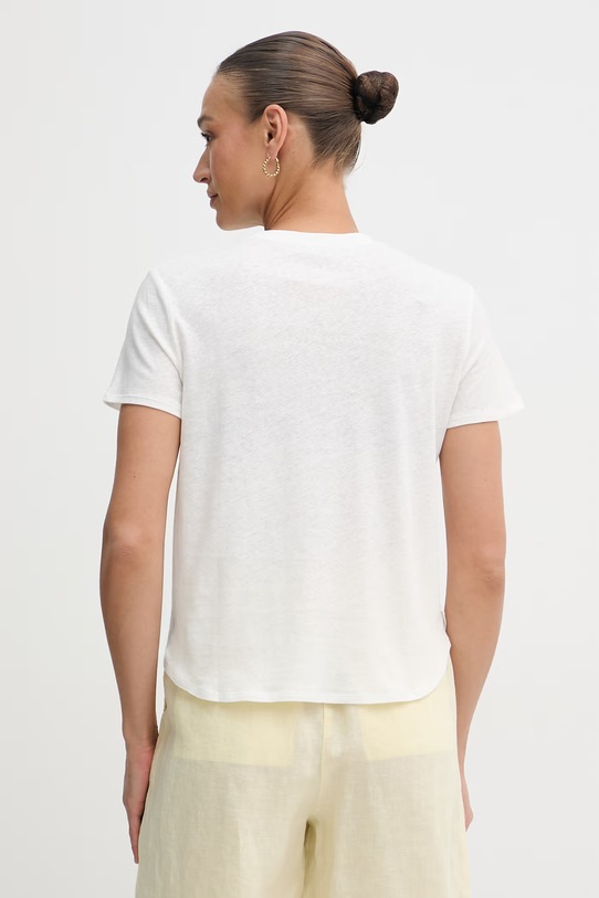 Odjeća Sisley majica za žene s lanom 3Q8AL108V bijela