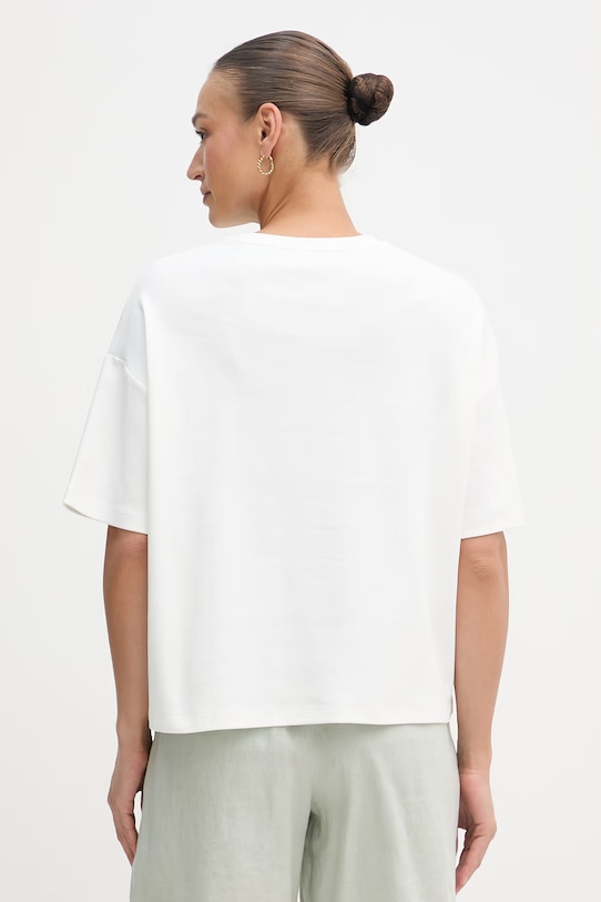 Odzież Sisley T-shirt damski bawełniany z elastanem 3FOLL108Z beżowy