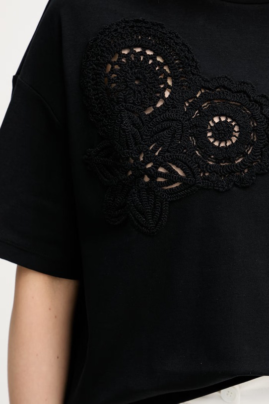 Sisley tričko dámske bavlnené s elastanom 3FOLL108Z čierna