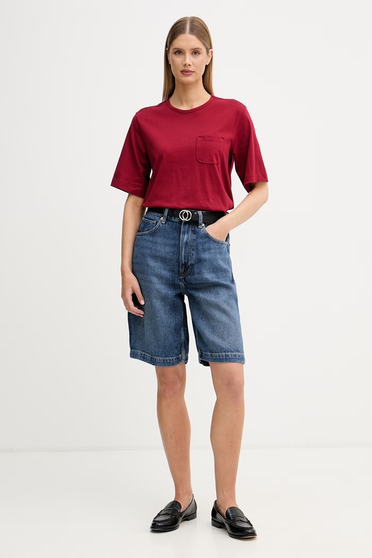 Sisley tričko dámske bavlnené 3I1XL108S burgundské SS26