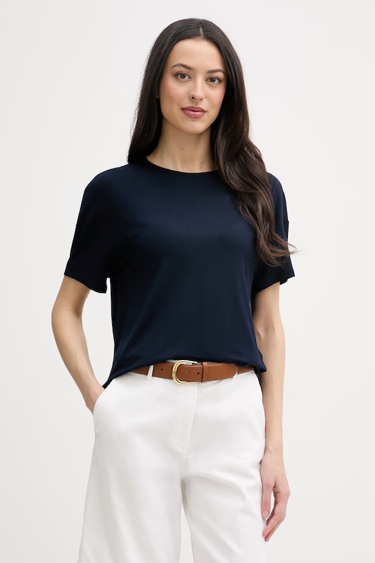 United Colors of Benetton tričko dámske s viskózou tmavomodrá 3Z12D10C0