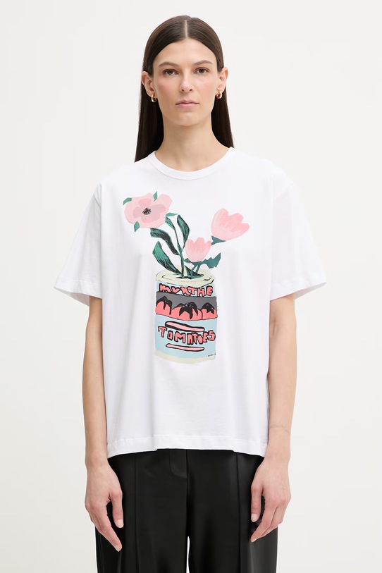 MUNTHE t-shirt damski bawełniany BALWIN biały 261113026160