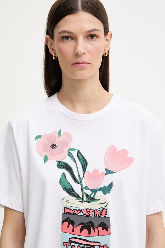MUNTHE t-shirt damski bawełniany BALWIN biały 261113026160