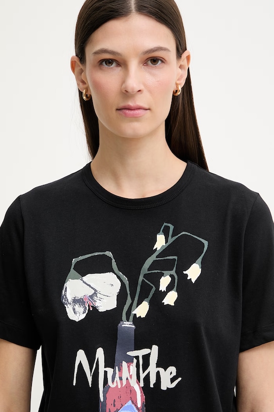 MUNTHE t-shirt damski bawełniany BILCIS czarny 261113126160