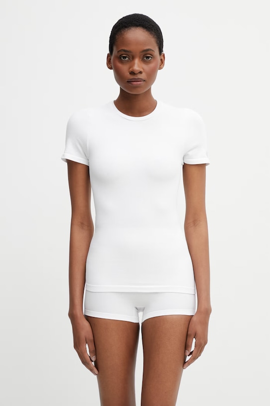 MM6 Maison Margiela T-shirt bieliźniany damski z bawełną biały MKMU40010