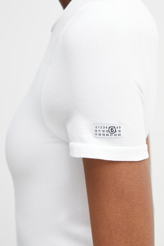 MM6 Maison Margiela T-shirt bieliźniany damski z bawełną biały MKMU40010