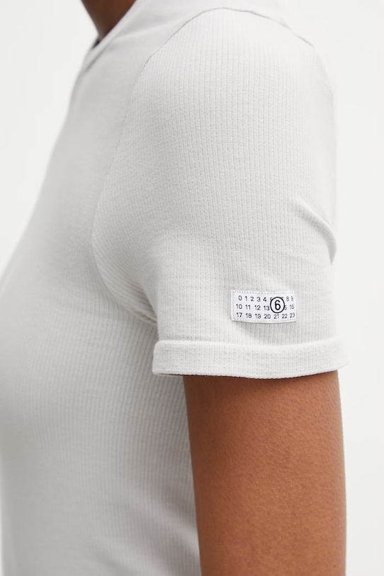 MM6 Maison Margiela T-shirt bieliźniany damski z bawełną szary MKMU40010