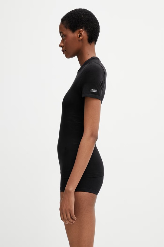 MM6 Maison Margiela T-shirt bieliźniany damski z bawełną MKMU40010 czarny SS26