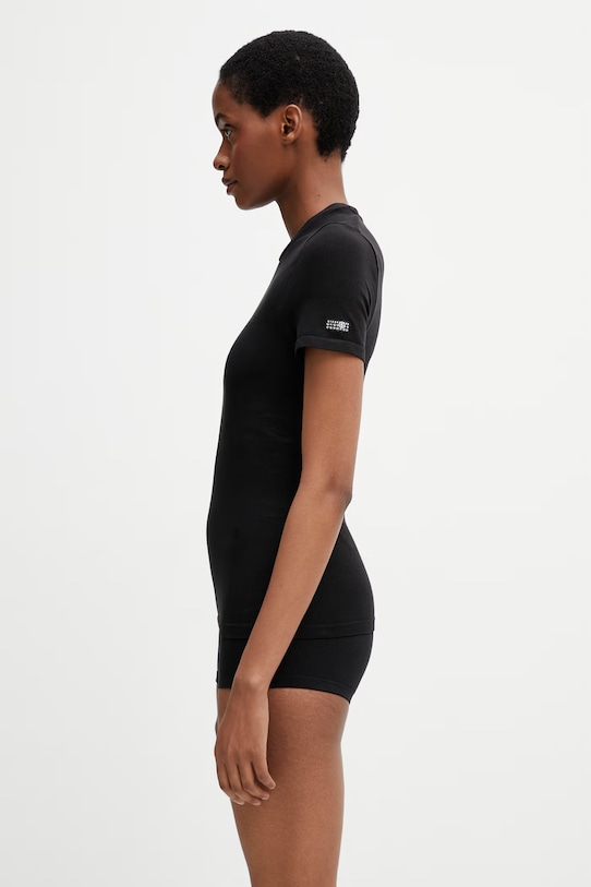 MM6 Maison Margiela T-shirt bieliźniany damski z bawełną MKMU40010 czarny SS26