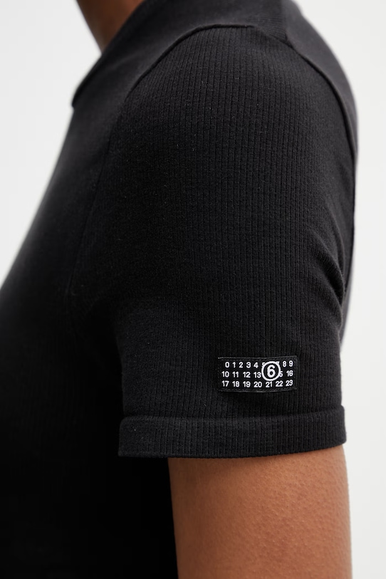 MM6 Maison Margiela T-shirt bieliźniany damski z bawełną czarny MKMU40010