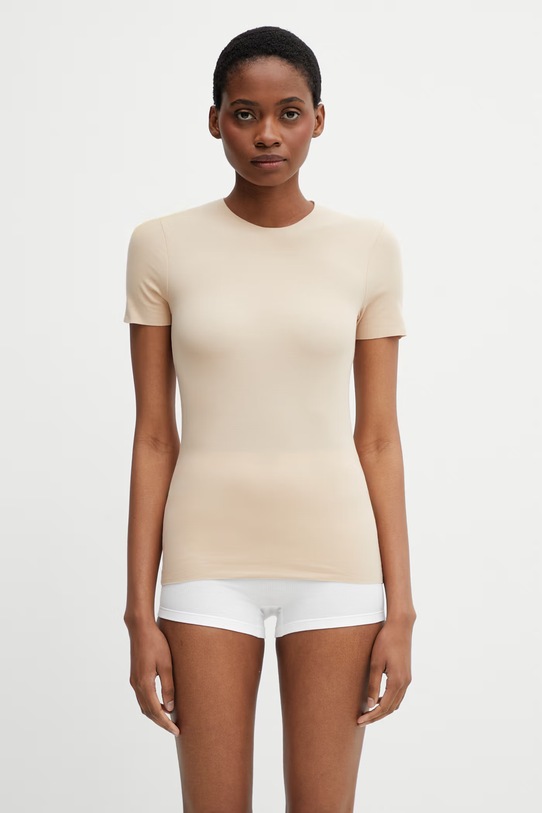 MM6 Maison Margiela T-shirt bieliźniany damski z bawełną beżowy MKM300040