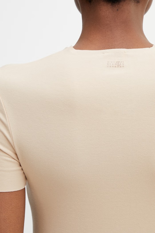 MM6 Maison Margiela T-shirt bieliźniany damski z bawełną beżowy MKM300040