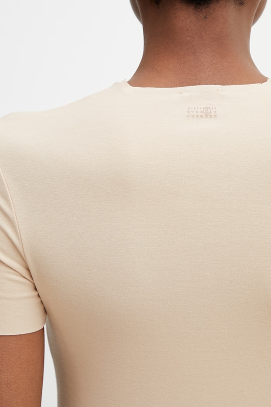 MM6 Maison Margiela T-shirt bieliźniany damski z bawełną beżowy MKM300040