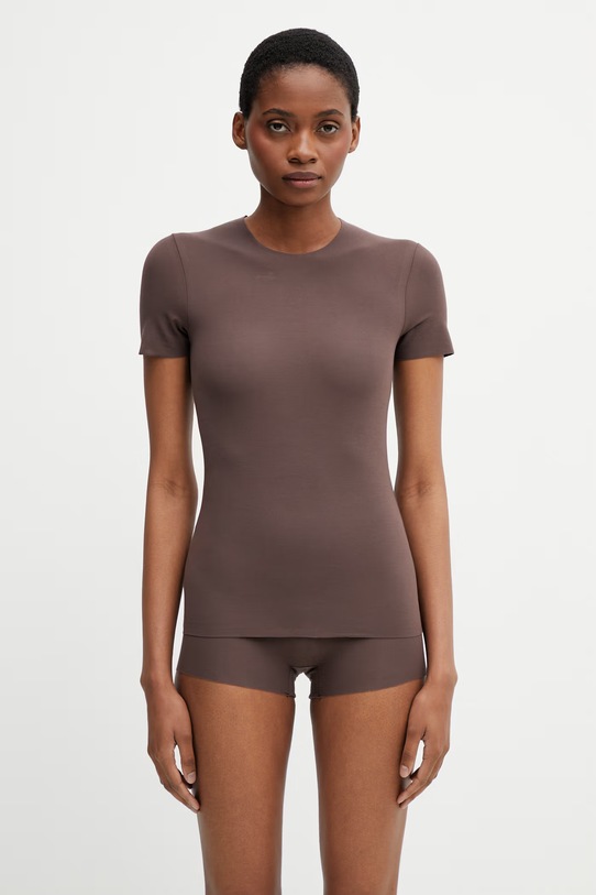 MM6 Maison Margiela T-shirt bieliźniany damski z bawełną brązowy MKM300040