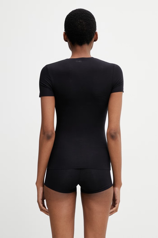 Odzież MM6 Maison Margiela T-shirt bieliźniany damski z bawełną MKM300040 czarny