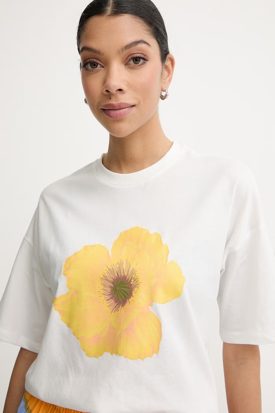 Never Fully Dressed T-shirt oversize damski bawełniany biały NFDTO2246