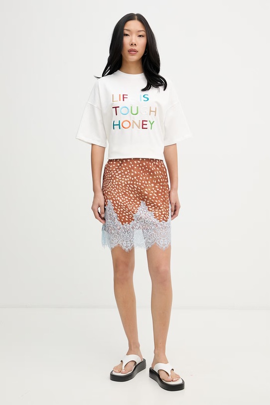 Never Fully Dressed tricou oversized pentru femei, din bumbac cu elastan NFDTO2030 alb SS26