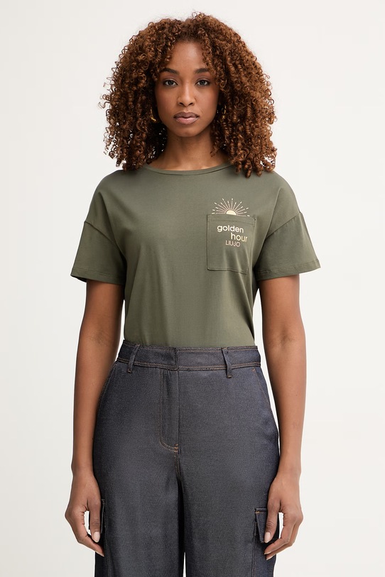 Liu Jo футболка жіноча бавовняна зелений VA6161.JS923