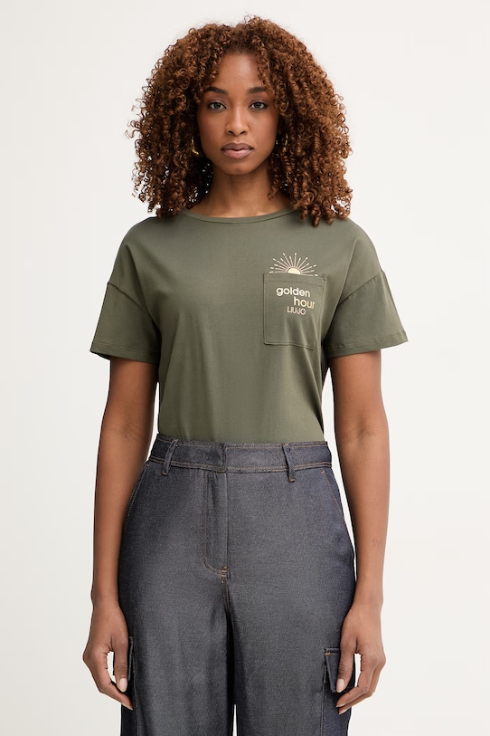 Liu Jo футболка жіноча бавовняна зелений VA6161.JS923