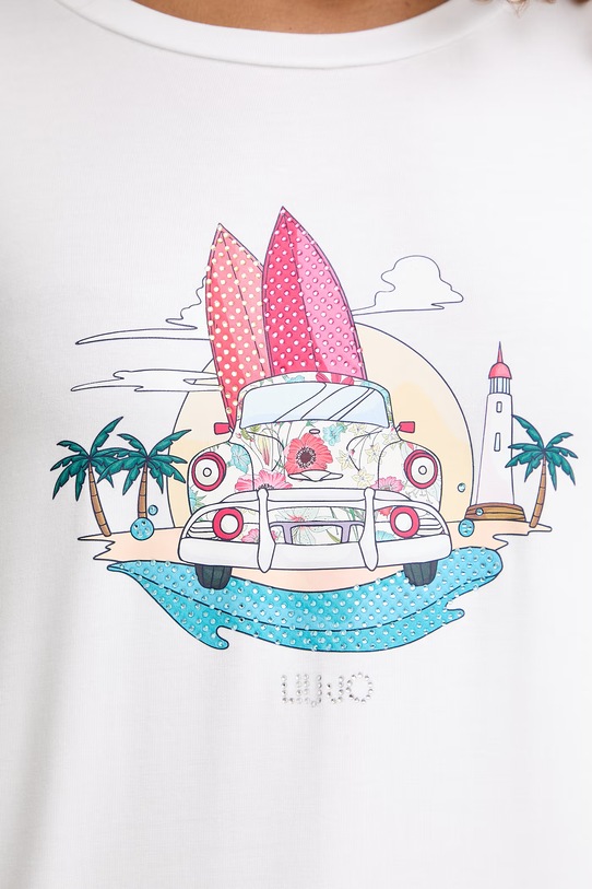 Liu Jo T-shirt damski z wiskozy VA6168.JS360 biały