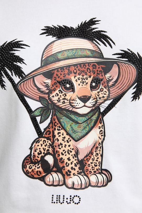 Liu Jo T-shirt damski bawełniany z elastanem VA6170.JS003 biały